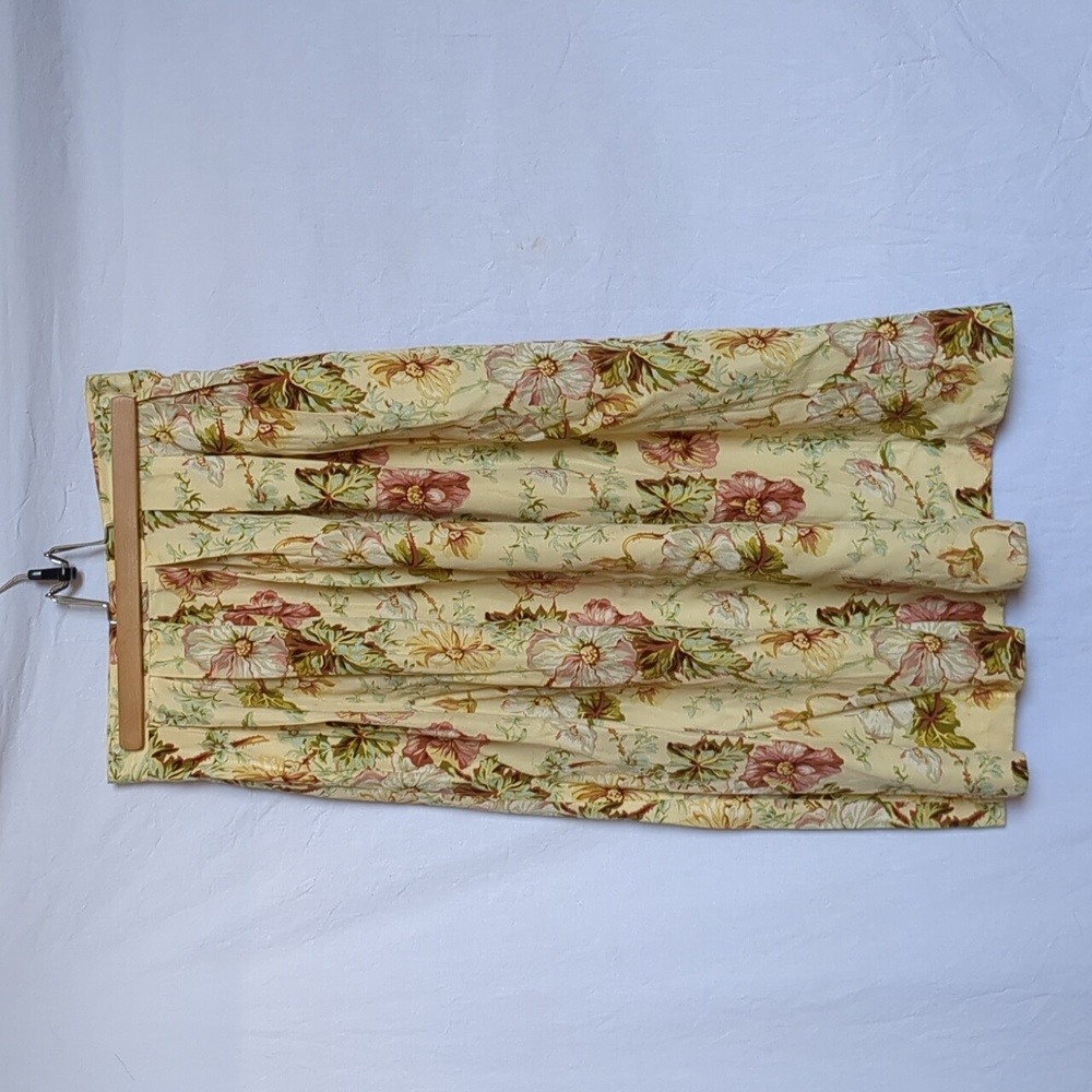Susan Bristol skirt pleated gathered floral pink yellow vintage 10/ small